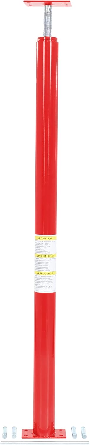 Vestil FJB-150 Basement Floor Jack Post - 2,588 lb Capacity, 150" Max Height, Heavy-Duty Steel Red Oxide