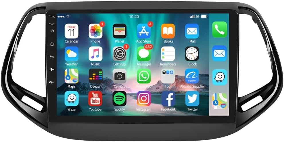 10" Android 13 Car Stereo for Jeep Compass 2017-2019, 2.5D 1080P HD Touch Screen, 2+32GB, Wireless for CarPlay/Android Auto, GPS, Bluetooth, Car Radio Player