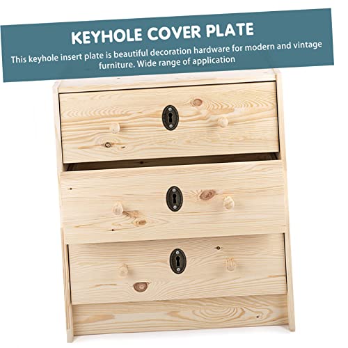 Housoutil 20pcs Drawer Piece Vintage Decor Metal Cabinets Vintage Frames Antique Escutcheon Plate Keyhole Cover Plate Keyhole Furniture Hardware Keyhole Escutcheon Plate Keyhole Protector - Image 4