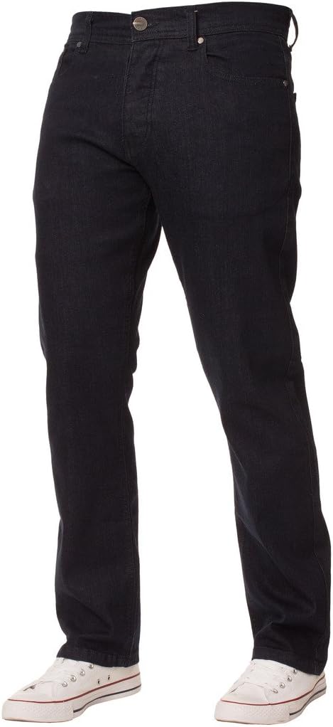 EnzoNew Mens Stretch Straight Regular Fit Basic Denim Jeans Sizes 28-42