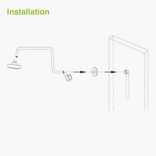 Miniatura 7 de Naiture - Brazo de ducha de extensión en forma de S de latón desplazado, conexión roscada de 12 NPT, cabezal de ducha de tubo extensor, acabado de