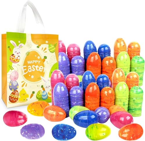 Aviski 96Pcs 2.36'' Tall Painted Iridescent Easter Eggs for Kids Basket Stuffers Fillers, Easter Hunt Game, Toys Filling Treats and Easter Theme Party Favor