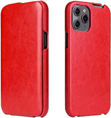 Étui clapet vertical iPhone 14 Pro Max rouge en cuir synthétique antichoc