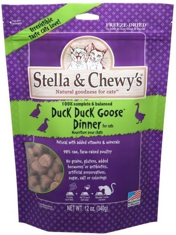 Stella & Chewy's Freeze Dried Duck Duck Goose Cat Food, 12 oz. (6 bags - 72 ounces)