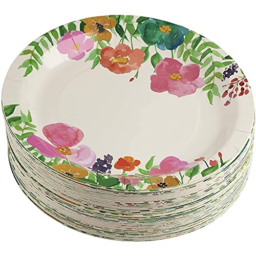 Juvale Floral Paper Plates, Watercolor Flowers (9 In., 80 Pack) #TOP5