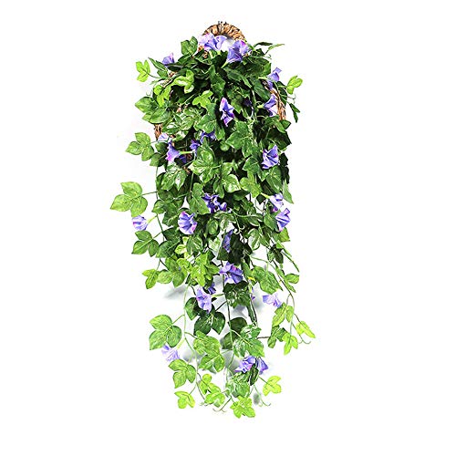 Yimeezuyu Artificial Vines 2Pcs Artificial Morning Glory Trumpet Flower Vine Fake Green Plant Home Garden Wall Fence Outdoor Wedding Hanging Baskets Decor #TOP1