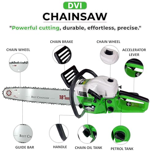 Image of DVI Heavy Duty Forester Chainsaw With 2 Stroke 58CC Air Cooled Petrol Engine Power With 18 inch inch Blade /Bar Ideal Use For Farm, Garden Tree Cutting, Wood Cutting.