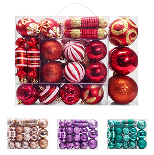 AMS 81ct Christmas Ball Assorted Pendant Shatterproof Ball Ornament Set Seasonal Decorations