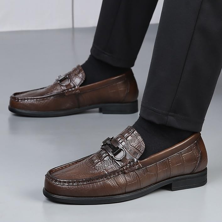 Men's Leather Oxford Dress Shoes Formal Wedding Business Casual Wingtip Brogue Comfortable Slip-On Loafers3