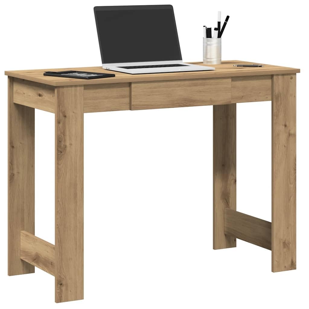 Hothingwell Biurko Inżynieryjne Drewno 100x45x75 cm Dąb | Gładka powierzchnia, odporna na wilgoć, duża przestrzeń do przechowywania, łatwa do czyszczenia, do salonu lub biura