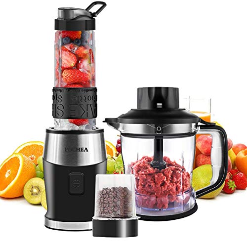 Food Processor Combo FOCHEA Smoothie Shake Blender700W Powerful Mixer BlenderChopperGrinder with Portable 570ml BPA-Free Bottle Easy to Use and Clean