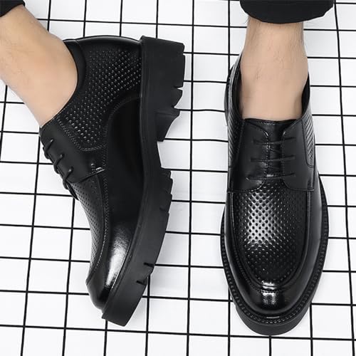 Fashion Breathable Hollow Men's Comfort Dress Shoes Men's Soft Leather Oxfords Lace Up Height Increase Dress Shoes Fashion Slip On Prom Business Wedding Dress Shoes2