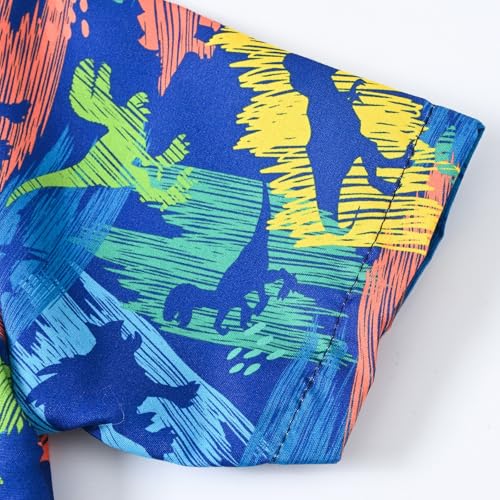 Toddler Boys Button Down Shirts Graphic Hawaiian Aloha Short Sleeve Dress Shirt Beach Tee Tops for Kids Summer3