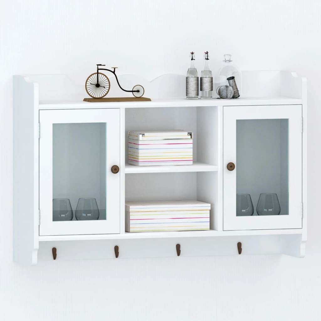vidaXL Vitrine Murale Invisible avec étagère de Livre/DVD/Verre en MDF Blanc