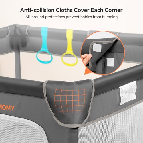 Image of COMOMY Playpens for Babies and Toddlers, Small Baby Play Pens, Activity Center for Baby Safe and Non-Slip Baby Fence, Full Mesh Design, Indoor & Outdoor Kids Activity Center (Dark Grey, 50 inchx50 inch)