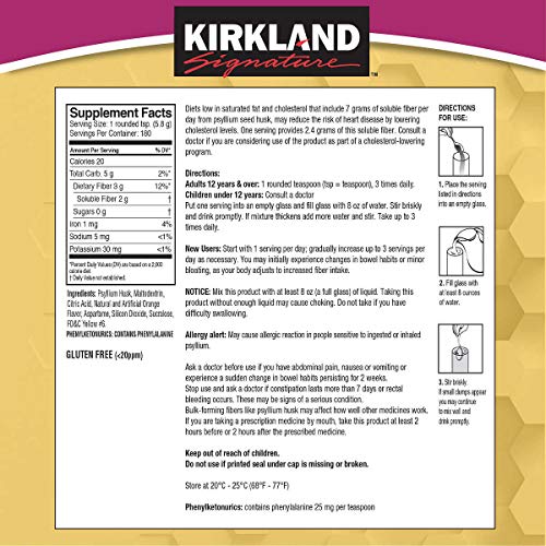 Reviews for Kirkland Signature Natural Sugar Free Psyllium Fiber