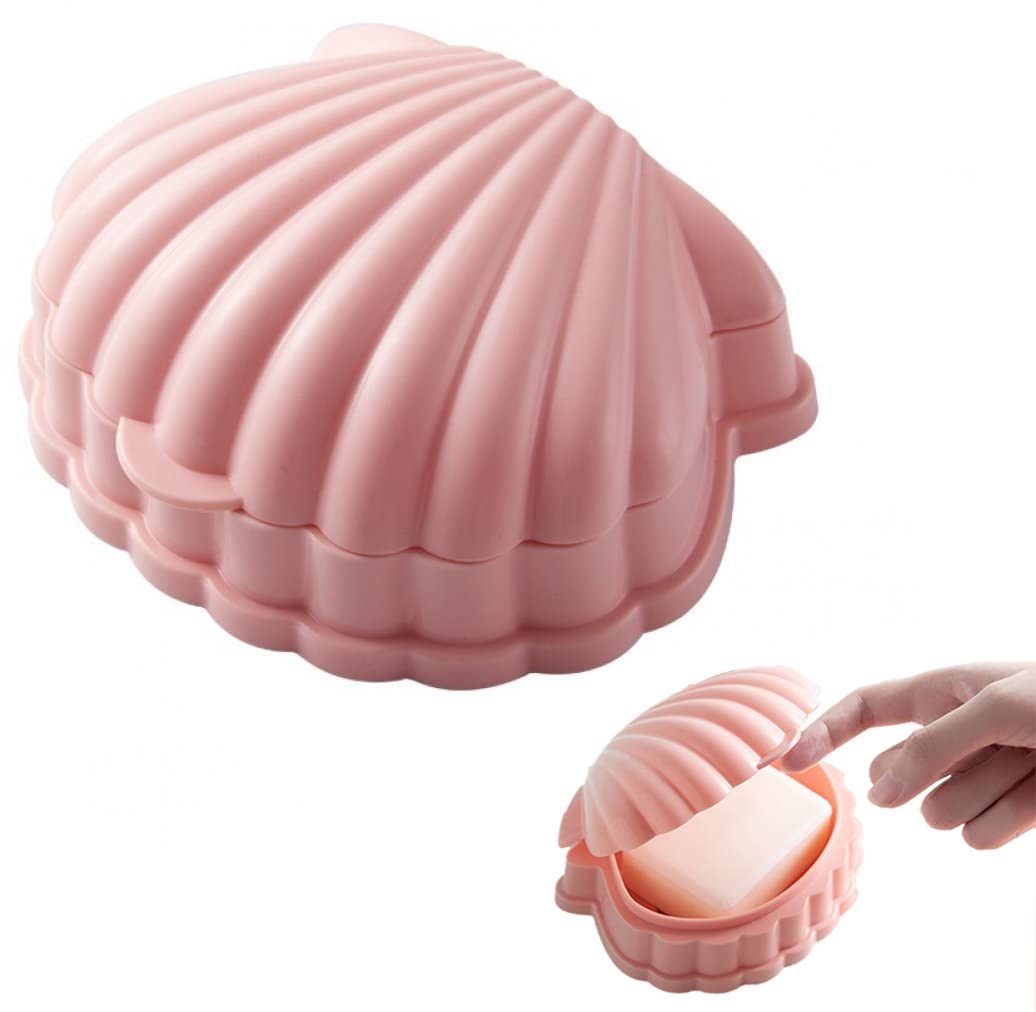 Danlai Soap Dish 2pcs Shell Shape Container Soap Drainer Tray Plastic Soap Case Holder for Shower Bathroom Kitchen