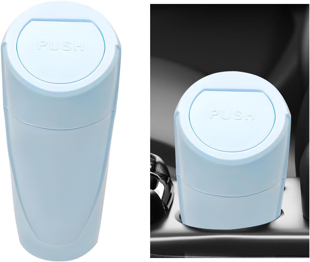 Car Trash Can Bin with Lid, Mini Vehicle Cup Holder Organizer Leakproof Garbage Bin, Waterproof Cup Type Trash Can Multi-Function Storage Container for RV Home Office (Pink)