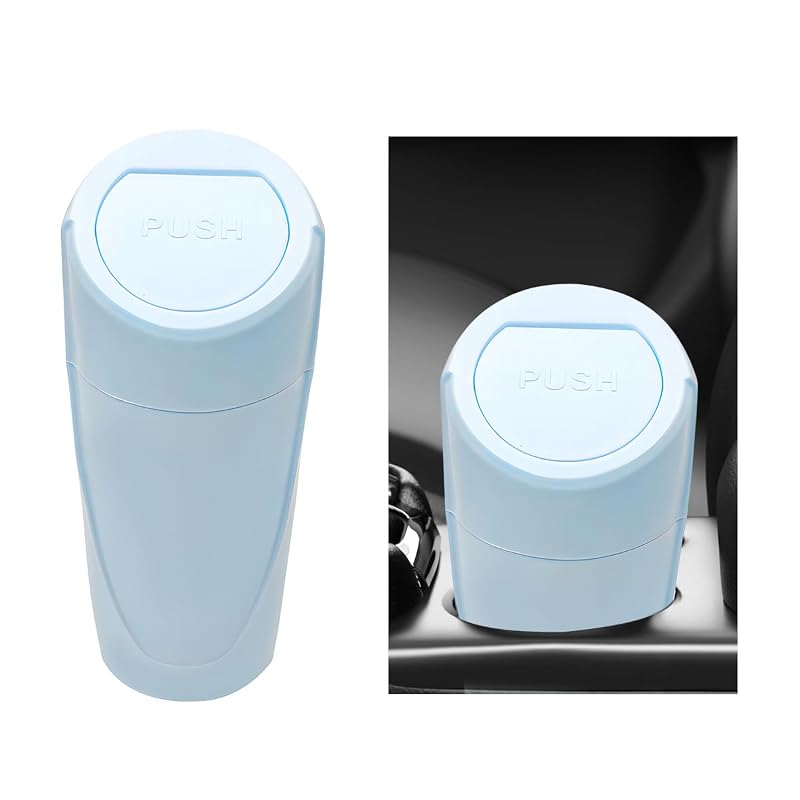 Lixeira automotiva com tampa ZNDAW, mini organizador para porta-copos em ABS, azul-claro