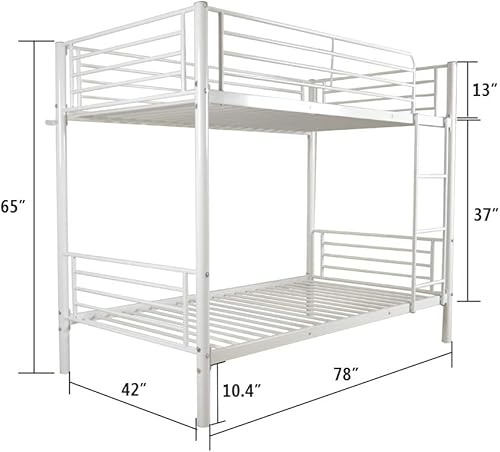 Miniatura 3 de Karl home Litera individual sobre individual, litera de metal con escalera integrada y barandilla de seguridad, literas individuales que ahorran