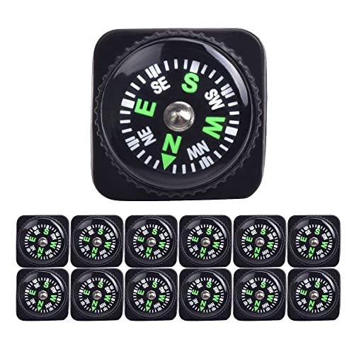 15pcs Slip-On Wrist Compass Hard Shell Liquid Filled Mini Small Button Compass Paracord Bracelet for