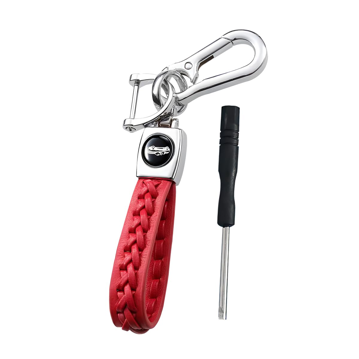 sourcing map Portachiavi in pelle per auto, universale, con anello a D