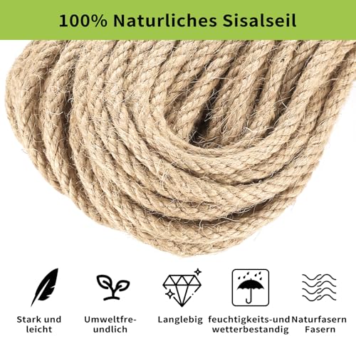 Sisalseil für Kratzbaum, 6mm/30 Meter Natur Katzen Kratzseil DIY Garten Dekoration