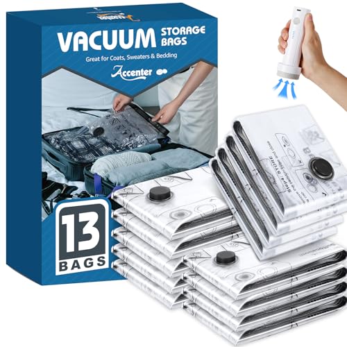 Accenter Vakuumbeutel für Kleidung mit Elektrischer Pumpe,Vakuumbeutel Reise für Koffer Organizer,Schrank Organizer zur Klamotten Aufbewahrung,Reisen, Umzug und Alltags-Aufbewahrung