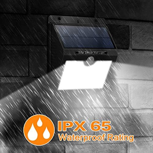 Solar Lights Outdoor, HETP 46 LED Solar Motion Sensor Security Lights Waterproof Wireless Solar Powered Light Outdoor Wall Lights Solar Lamp with 3 Modes Garden, Fence, Outside Wall. (2Packs)