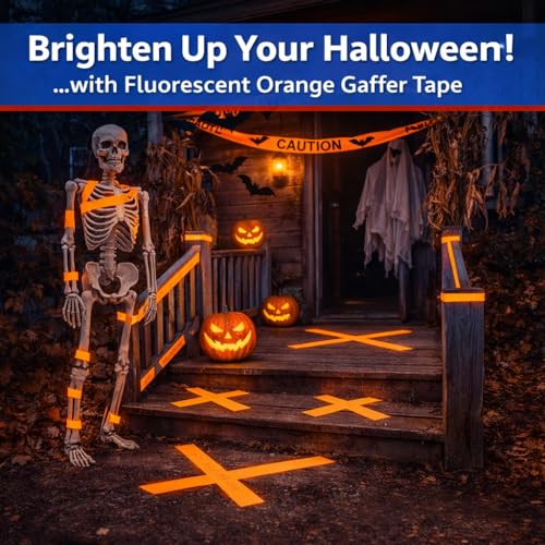 Image of Gaffer Power Proudly Made in The USA, Real Professional Grade Gaffer Tape, Heavy Duty Gaffers Tape, Non-Reflective, Multipurpose. 2 Inches x 30 Yards, Fluorescent Orange