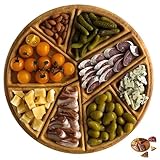 Bandeja de madera para servir alimentos, divertida bandeja de servir en forma de rompecabezas con 8 compartimentos extraíbles para frutas, frutos secos, carnes, salsas, decoración del hogar, regalo