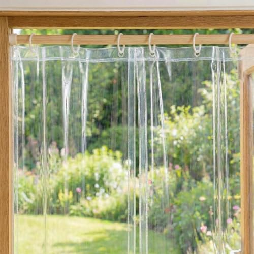 Image of GOHOME Transparent AC Door Curtain 4.5ft Width | Clear PVC Thermal Air Barrier | Heavy Duty Rings Included | Cool Air, Dust & Insect Protection for Home, Office & Shop (0.3 Millimetre, 7, feet)