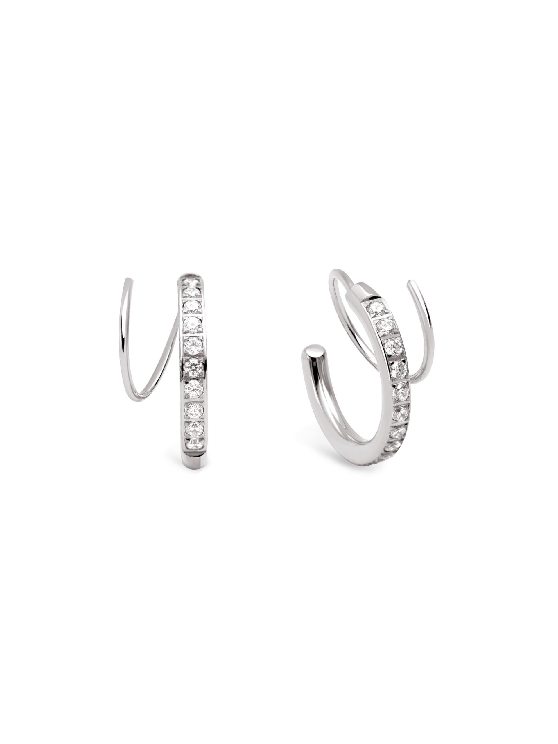 Orecchini Swirl In Acciaio Inossidabile Con Zirconi - Cerchi A Spirale Per Donna