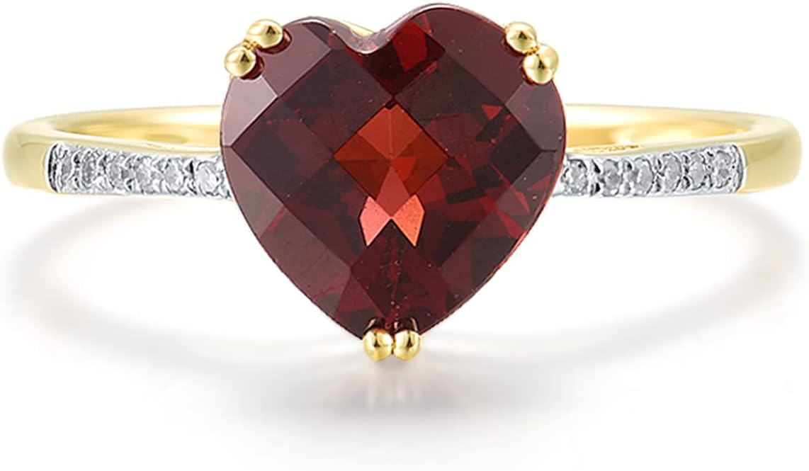 Santuzza 10K Solid Gold Solitaire Gemstone Genuine Diamond Ring for Women - Image 2