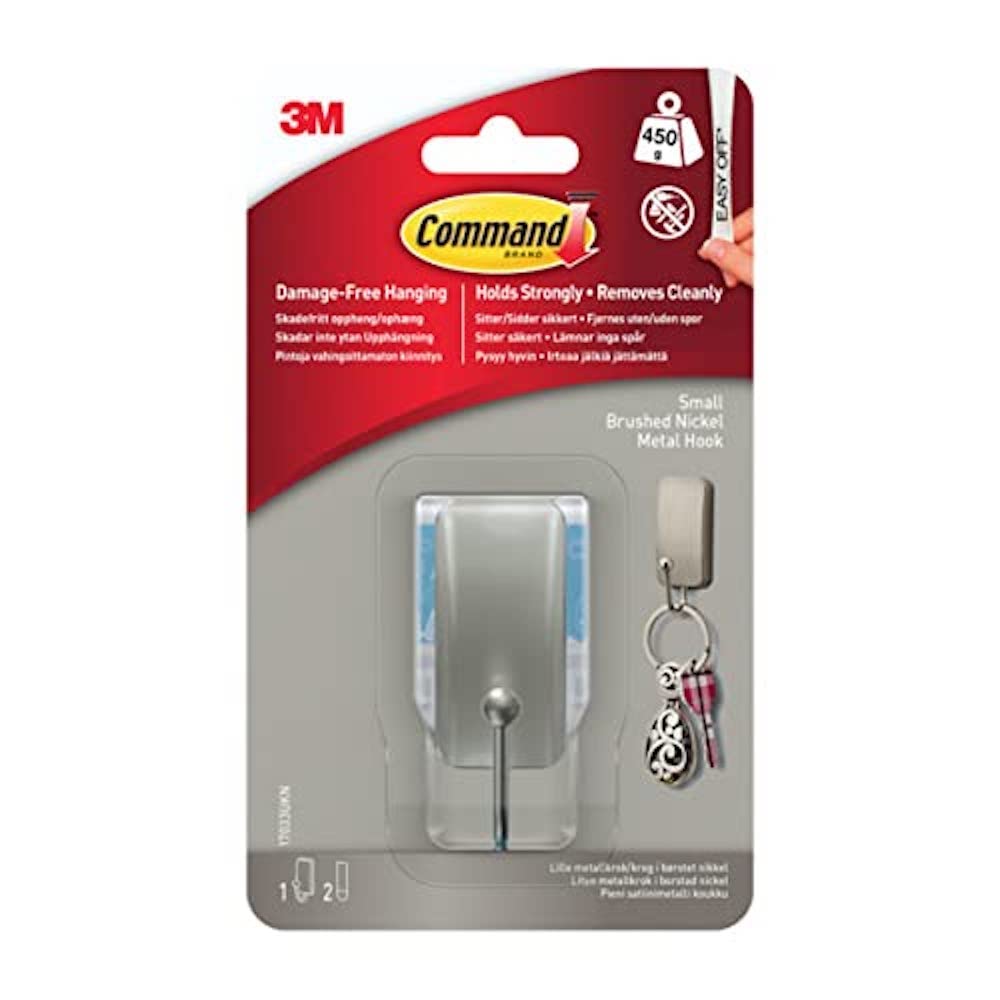 command small bath wall hook metal brushed nickel
