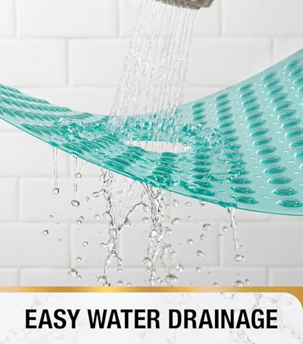 Image of HITSLAM Shower Bathtub Mat Non Slip, 24 inchx 24 inch Bath Mat for Tub, Soft PVC Shower Mats for Inside Shower with Suction Cups and Center Drain Hole, Machine Washable Bathroom Floor Mat, Green