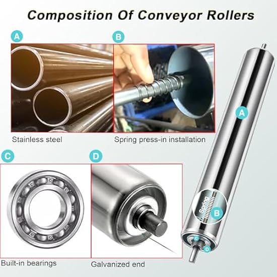 Rullo Trasportatore In Acciaio Ø 50 Mm - Per Trasportatori A Rulli, Lunghezze Da 100 A 1000 Mm - Foto 2
