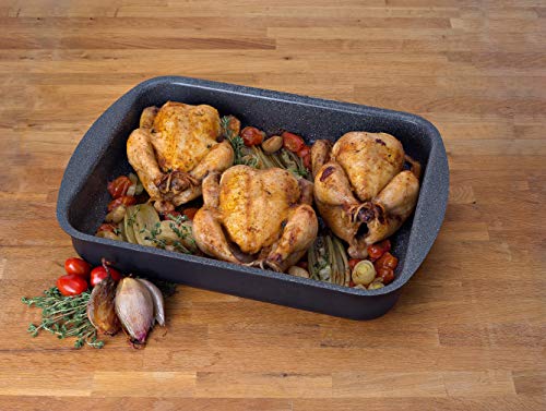 Ceramic Coated Roasting Pan / Lasagna Pan - With Natural Nonstick Coating, Safe For StoveTop and Oven Use / 14 x 10.5 x 2.7 inch