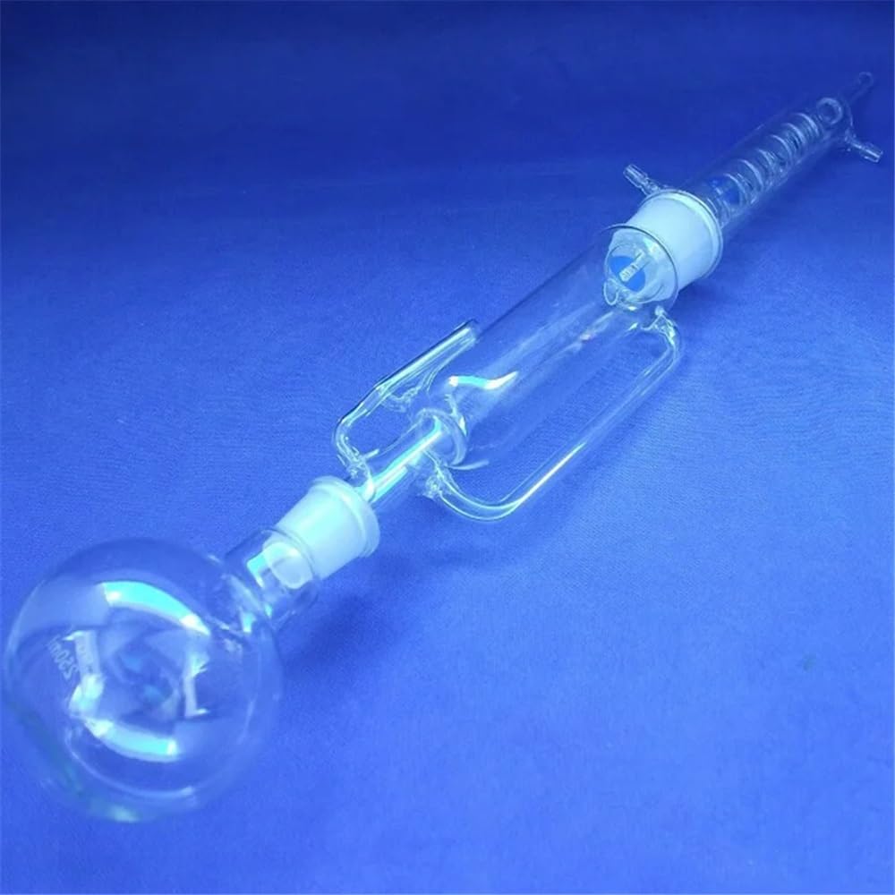 Lote de 2 unidades de cristalería de laboratorio de 250 ml, Soxhlet, con condensador y extractor.