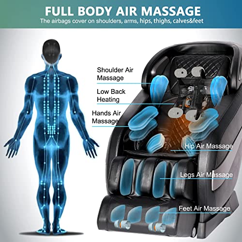 Massage Chair,Zero Gravity Sl Track Massage Chairs, Full Body Shiatsu Massage Chair Recliner With Space Saving, Auto Body Detection, Thai Stretching, Bluetooth Speaker, Heat, Foot Roller (Black-L2) #TOP2