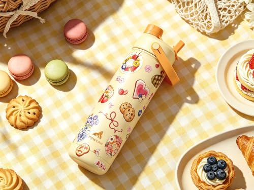 Image of POWCAN 26 oz Insulated Water Bottle with 2-in-1 Straw and Spout Lid, Keep Cold 24H, Leak-Proof, Fits in Car Cup Holder, Stainless Steel Water Bottle for Sports, Travel, Gift, School (Treat Retreat)