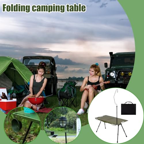 Table de camping pliable réglable en hauteur avec support lampe - 5