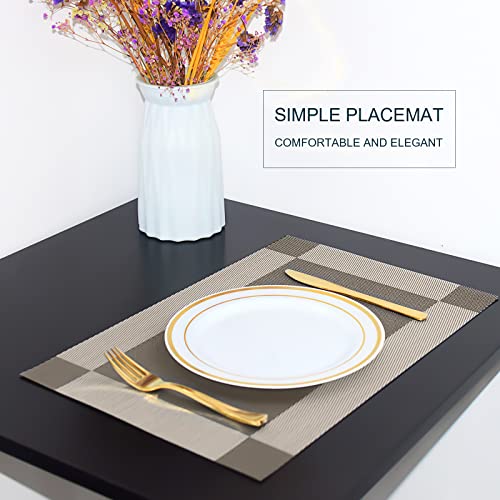 Fgsaeor Placemats, Place Mats For Kitchen Dining Table, Heat-Resistant Anti-Skid Stain Washable Pvc Table Mats, Easy To Cleaning Woven Vinyl Dinner Mats (Silver, 6 Pack) #TOP3