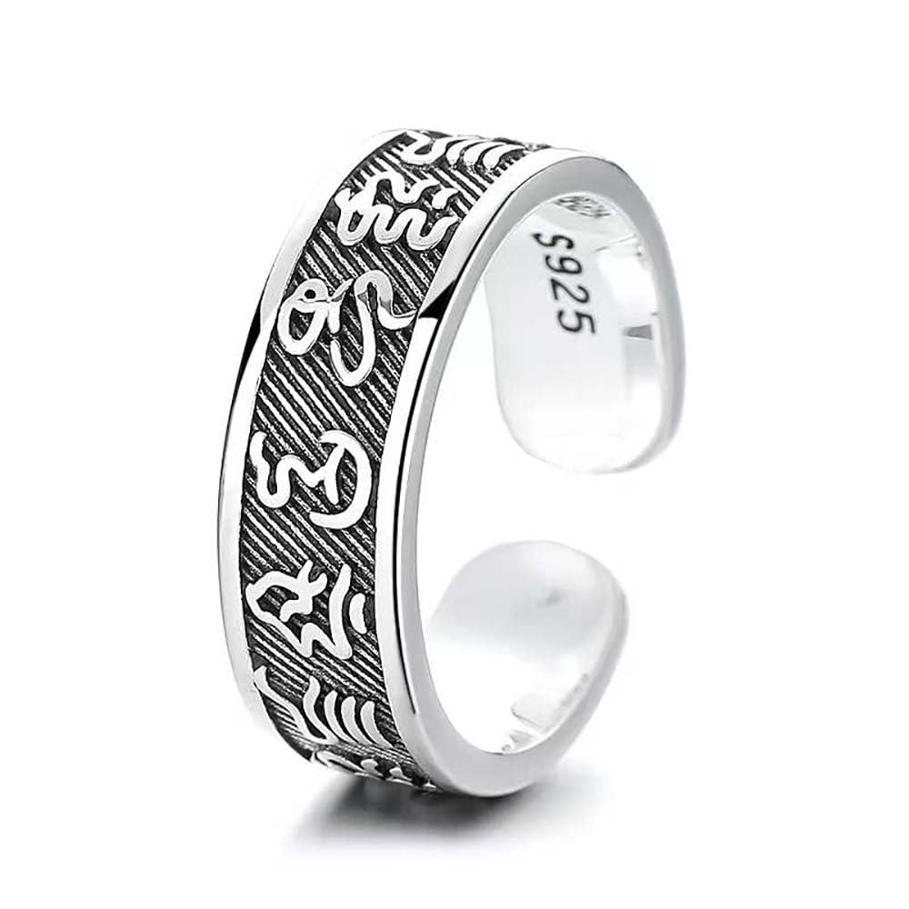 925 Argento Sterling Fengshui Anello Fortunato Talismano Amuleto Anello Apertura Anello Fascia Gioielli Regalo per Uomini Donne Famiglia Amici