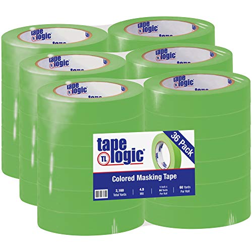 Image of Aviditi Tape Logic 1 Inch x 60 Yards, General Purpose Colored Masking Tape, Light Green (Pack of 36) - Great for Home, Office, Arts, Crafts, DIY, Labeling and Coding