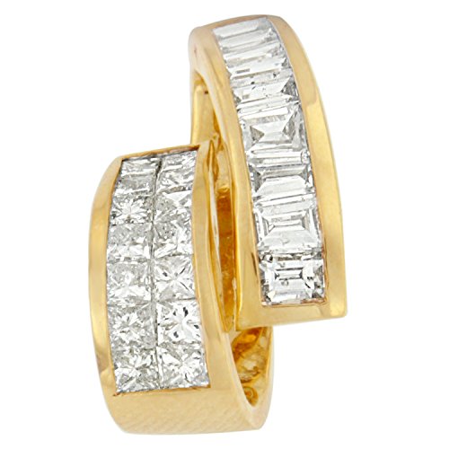 Original Classics 14K Yellow Gold 1 5/8 cttw Princess and Baguette Cut Diamond Fashion Pendant Necklace (G-H, VS2-SI1)
