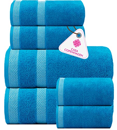 Casa Copenhagen Solitaire Designed in Dinamarca Juego de toallas decorativas de 600 gm² para cocina y baño, de algodón egipcio, incluye 2 toallas de baño, 2 toallas de mano, 2 paños de baño, color