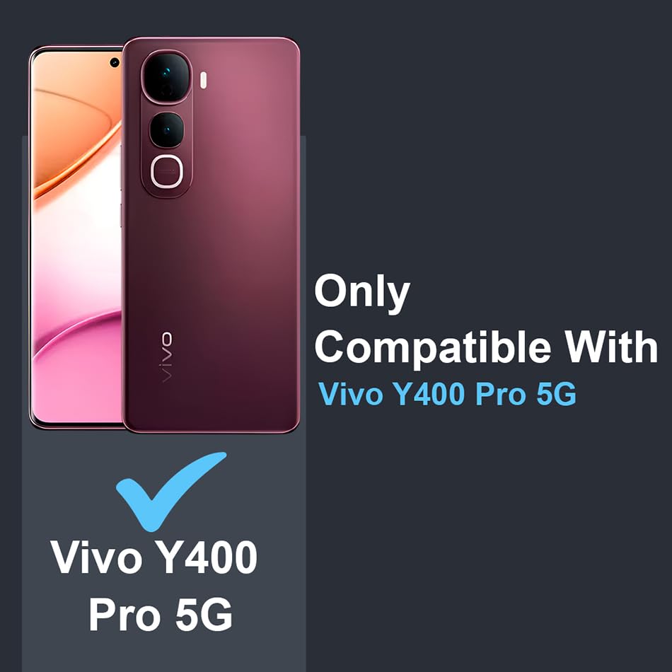 Image of for Vivo Y400 Pro 5G Flip Cover Leather Finish | Inside TPU with Card Pockets | Wallet Stand | Complete Protection Flip Case