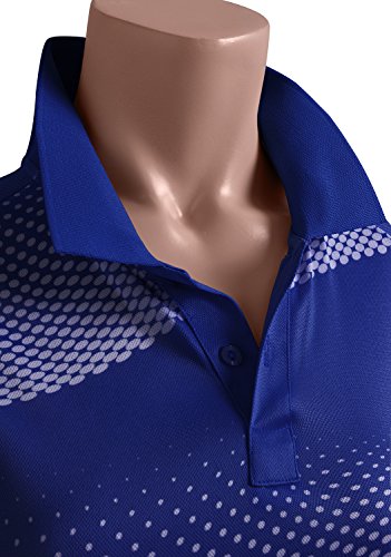 CLOVERY Active Wear Line Point Collar Short Sleeve 2-Button Polo Top Cobalt Small
