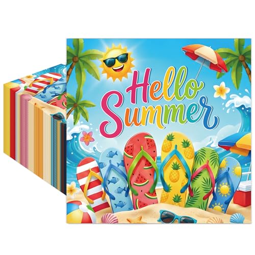 Hokinaa Hawaiian Luau Party Napkins - 50 Pcs Summer Birthday Decorations